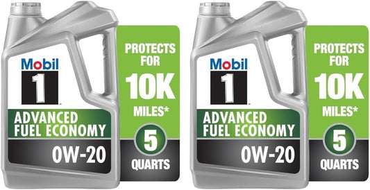 Mobil 1 Advanced Fuel Economy Full Synthetic Motor Oil 0W-20, 5 Quart (Pack of 2)