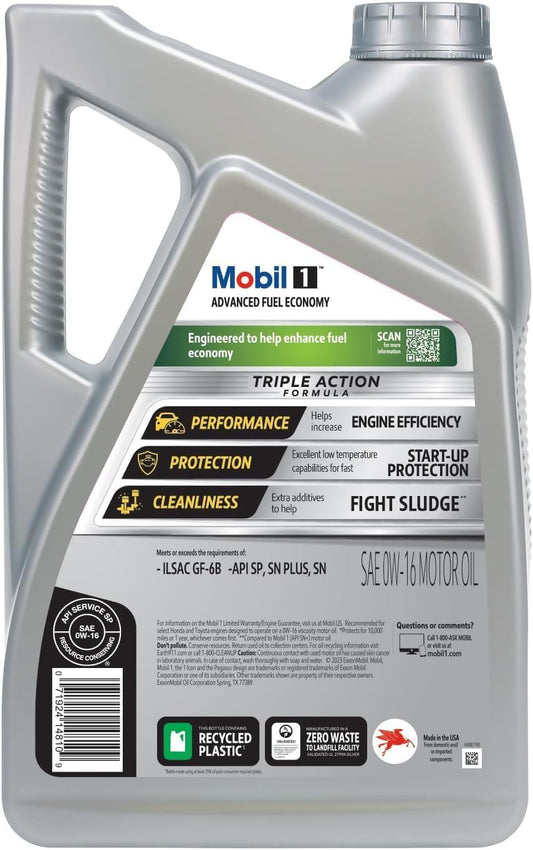 Mobil 1 0W-20 Advanced Fuel Economy Full Synthetic Motor Oil, 5 qt. 2 Pack