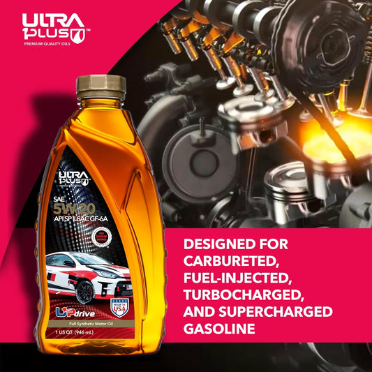 ULTRA 1PLUS SAE 5W-20 Full Synthetic Motor Oil API SP ILSAC GF-6A - 5W20 motor oil, 5 Quarts